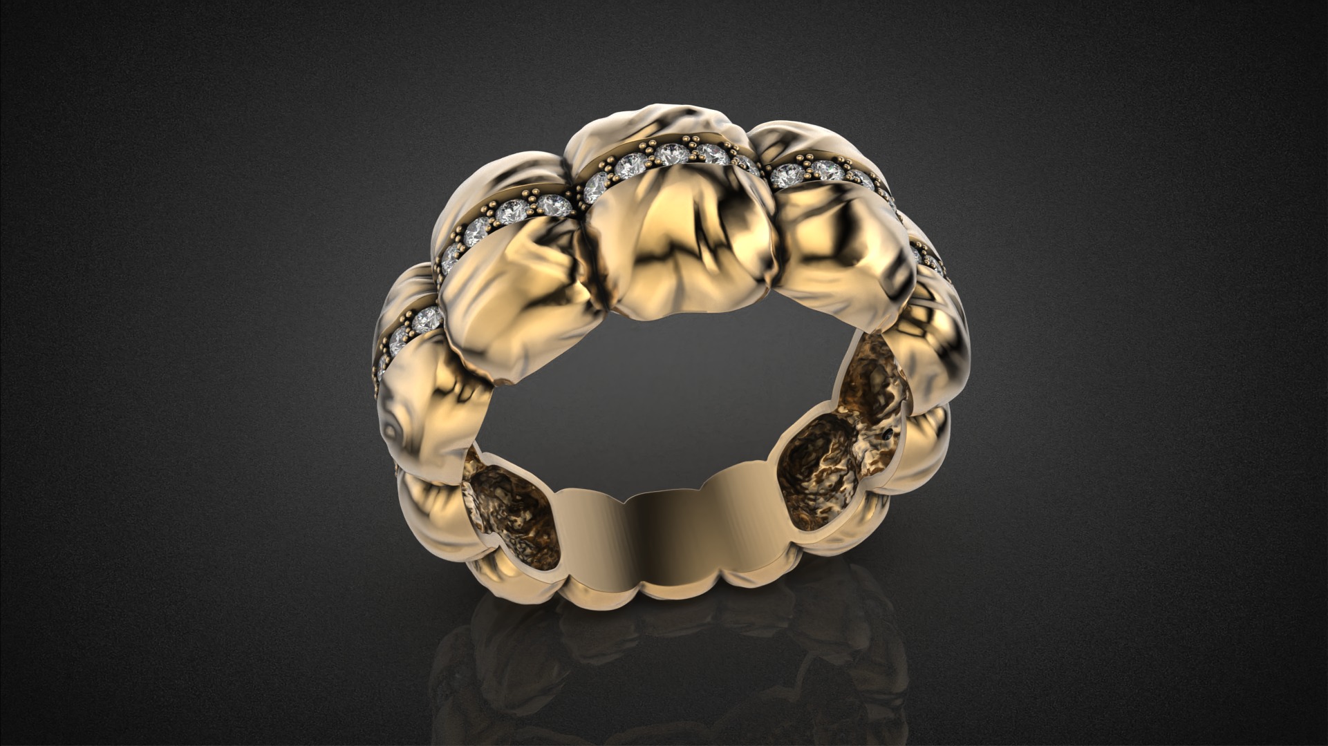 Diamond Down Jacket ring R53 all sizes 3D print model_9