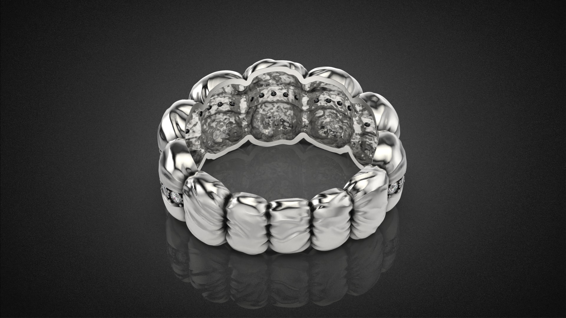 Diamond Down Jacket ring R53 all sizes 3D print model_18