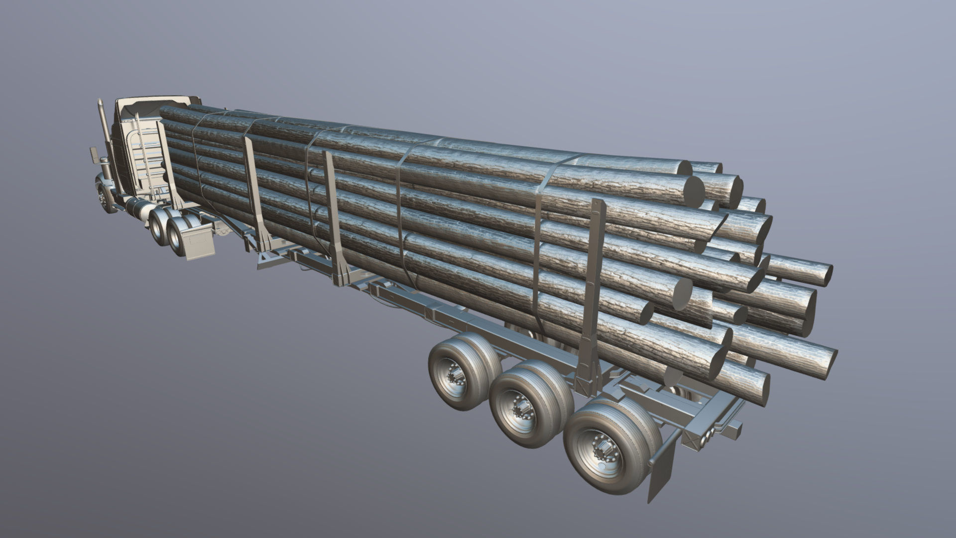 International LoneStar logger semitruck Low-poly 3D model_47