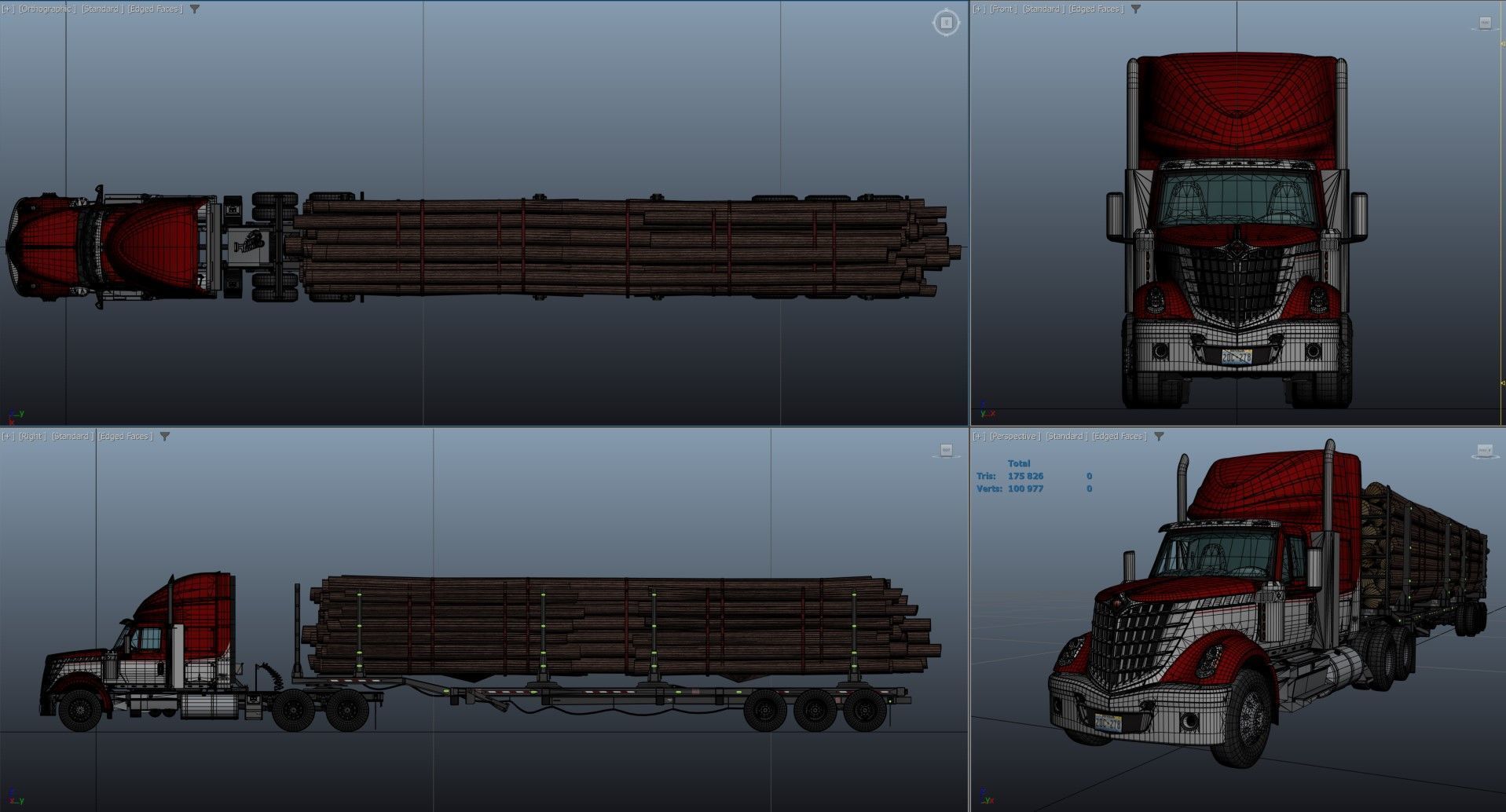 International LoneStar logger semitruck Low-poly 3D model_54