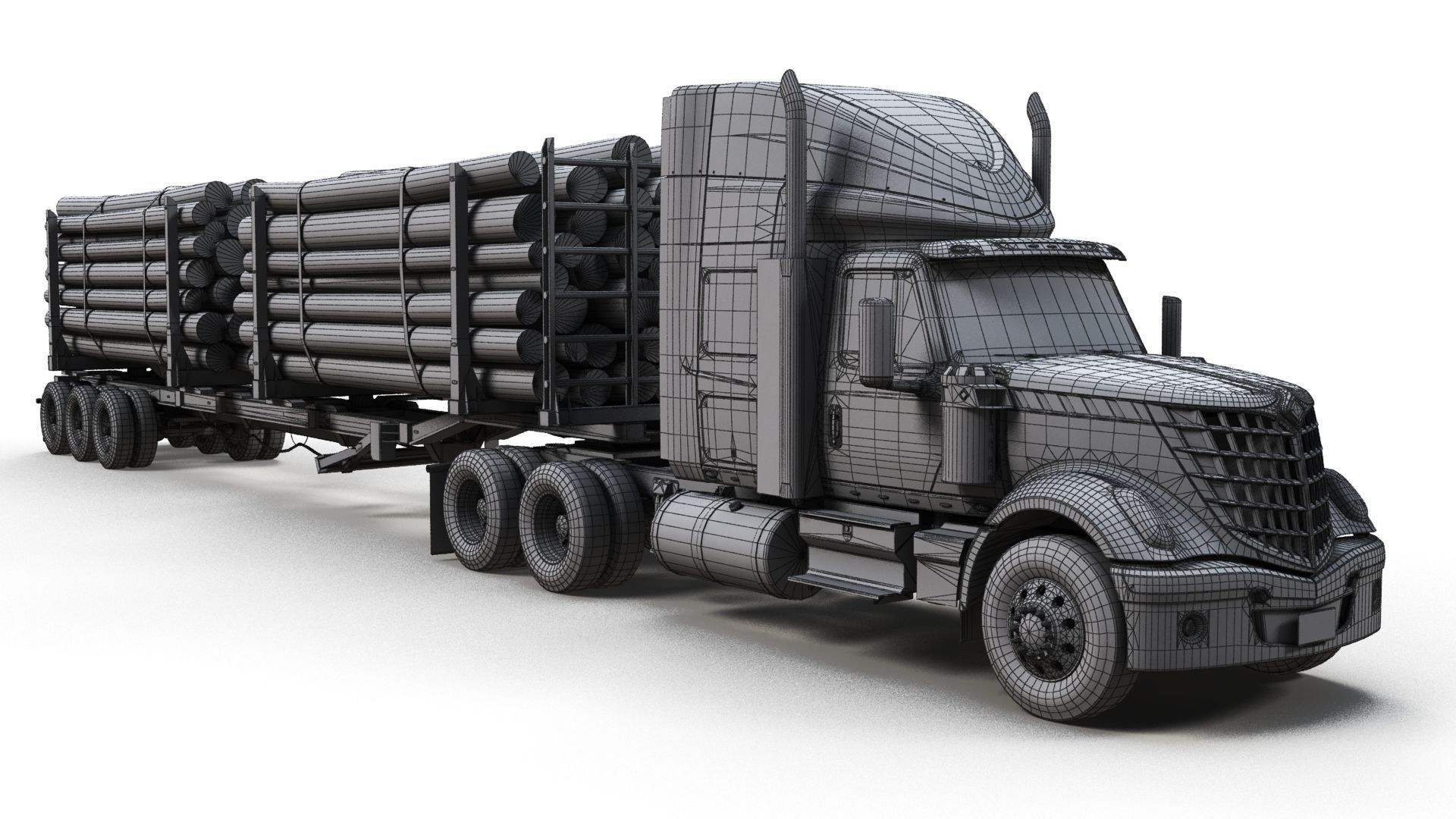 International LoneStar logger semitruck Low-poly 3D model_21