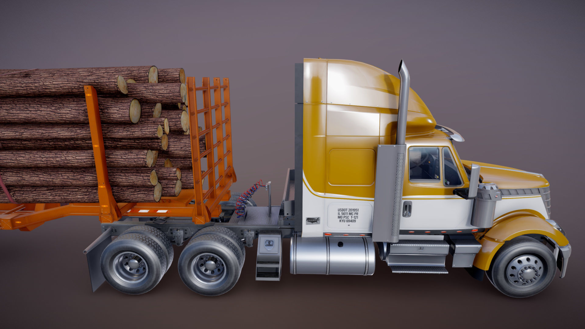 International LoneStar logger semitruck Low-poly 3D model_35
