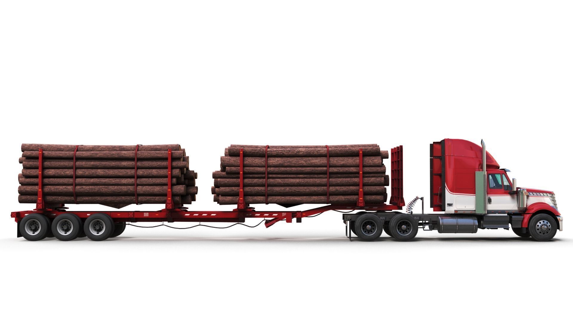 International LoneStar logger semitruck Low-poly 3D model_3