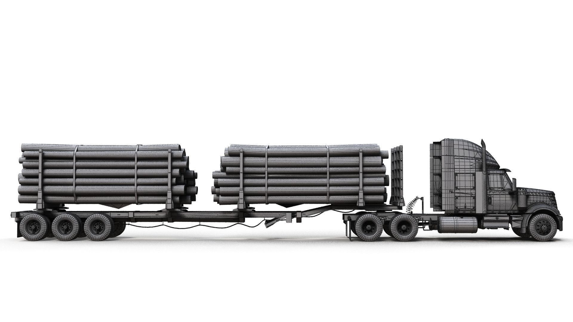 International LoneStar logger semitruck Low-poly 3D model_20