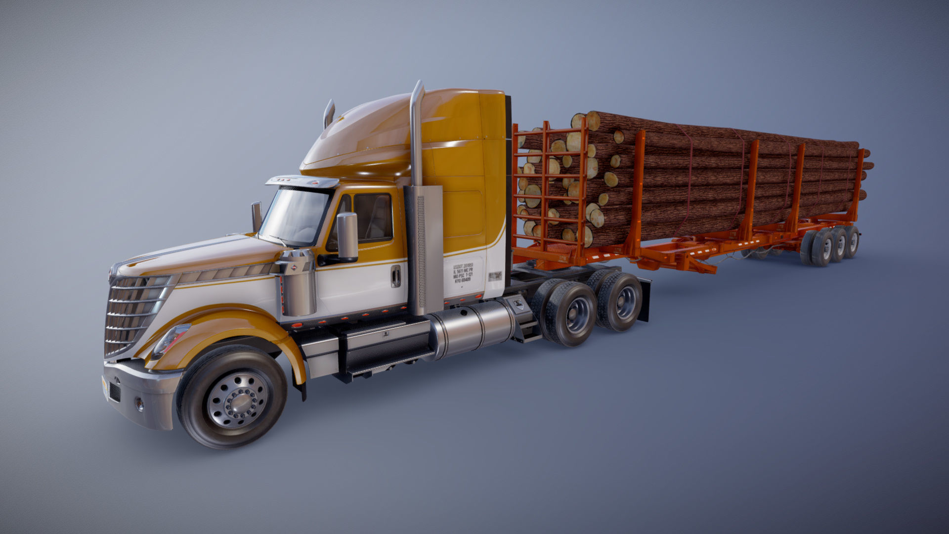 International LoneStar logger semitruck Low-poly 3D model_31