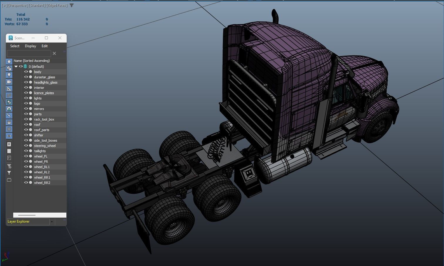 International LoneStar logger semitruck Low-poly 3D model_56