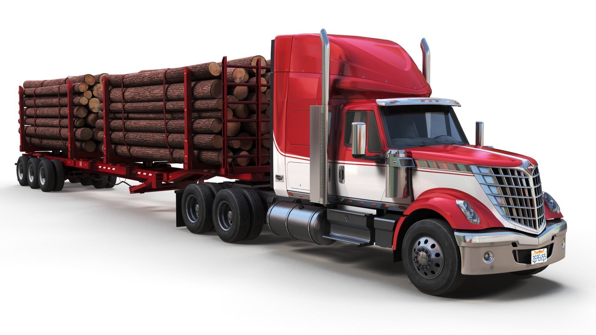 International LoneStar logger semitruck Low-poly 3D model_6