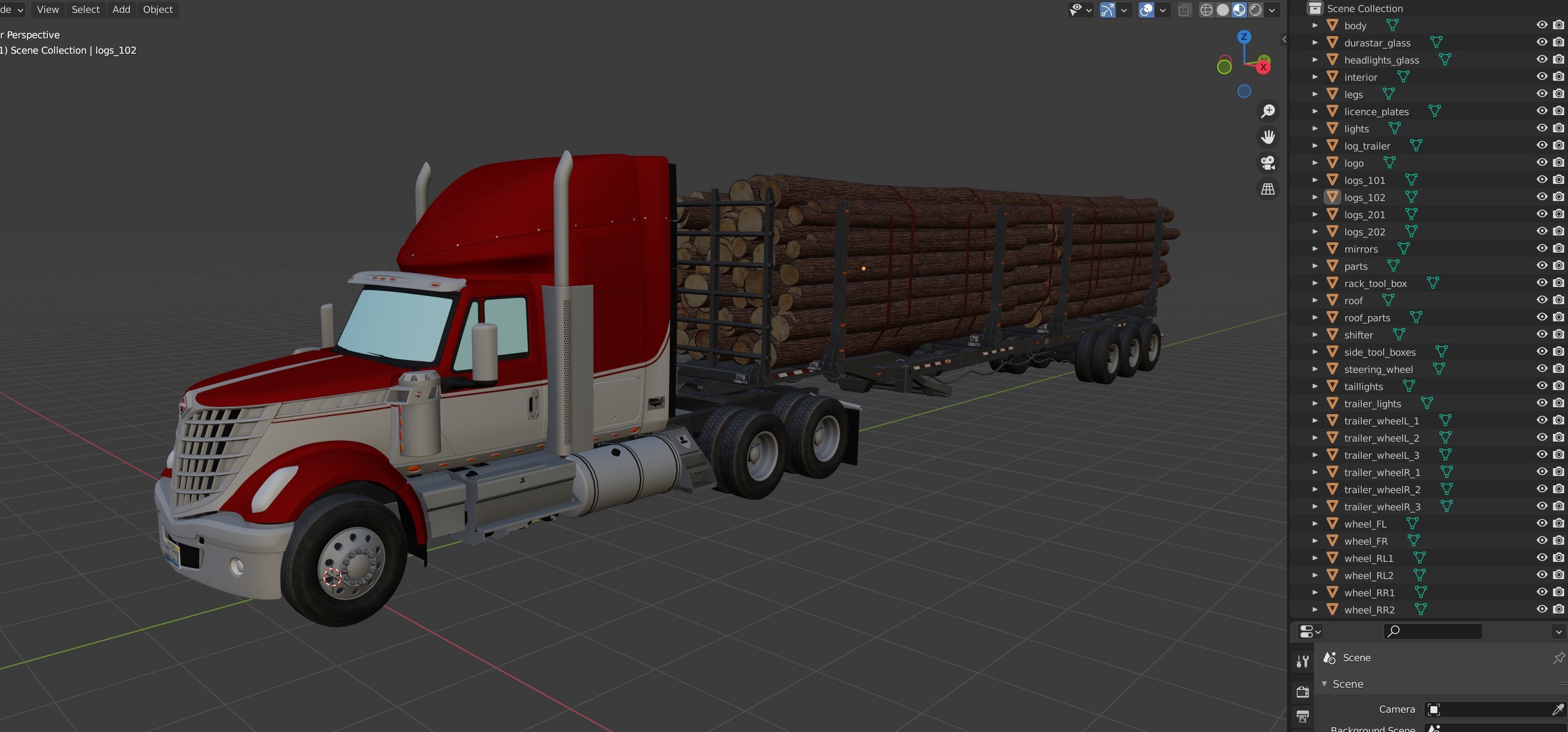 International LoneStar logger semitruck Low-poly 3D model_62