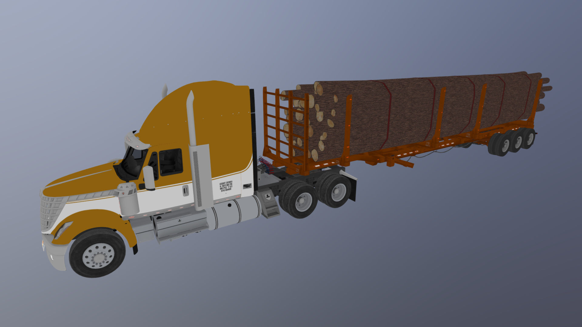 International LoneStar logger semitruck Low-poly 3D model_48