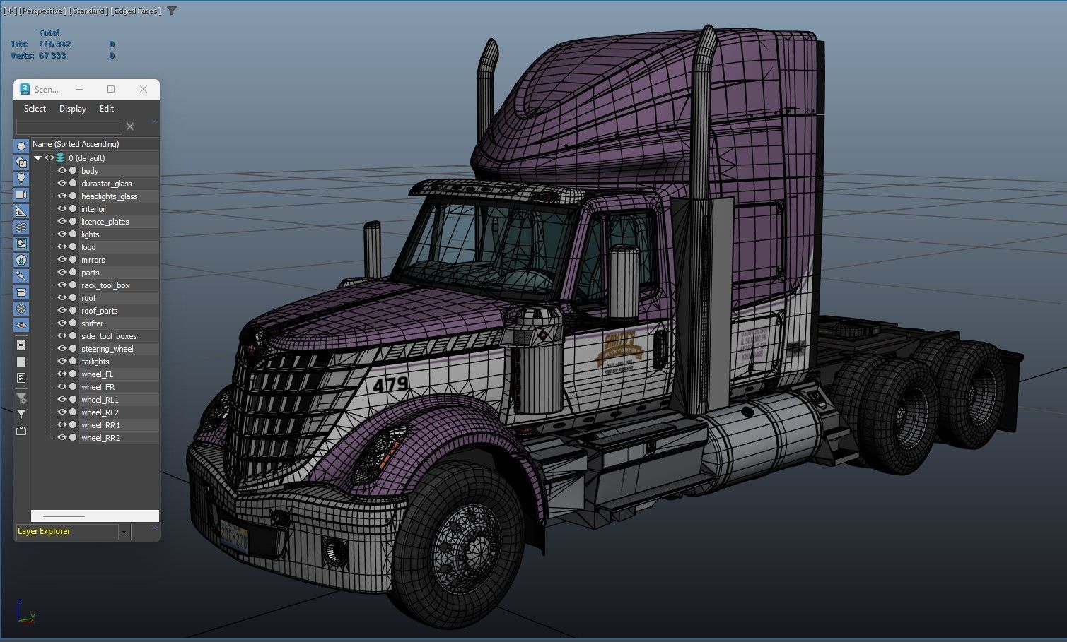 International LoneStar logger semitruck Low-poly 3D model_55