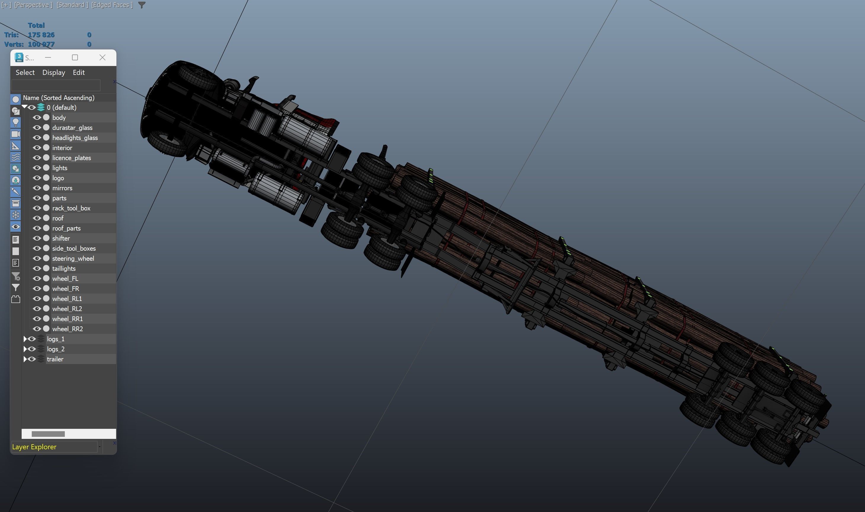 International LoneStar logger semitruck Low-poly 3D model_53