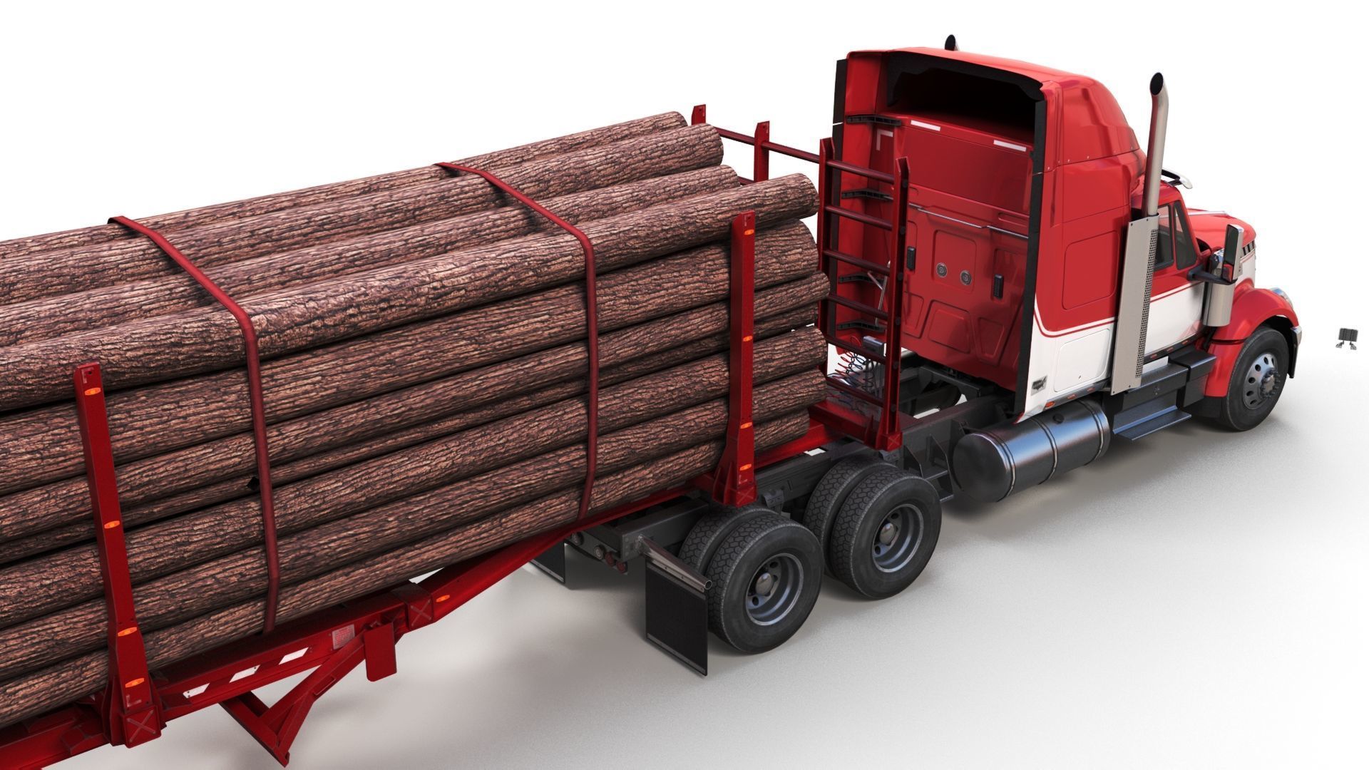 International LoneStar logger semitruck Low-poly 3D model_2