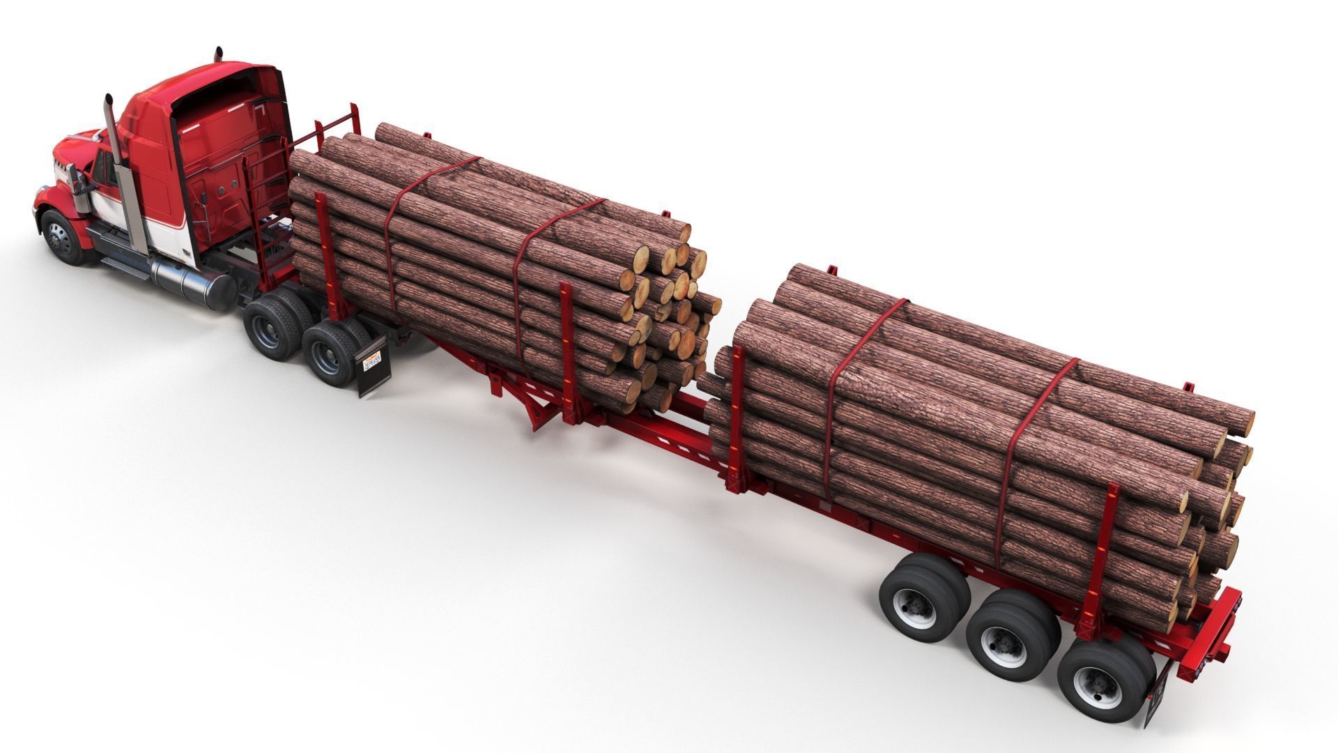 International LoneStar logger semitruck Low-poly 3D model_4