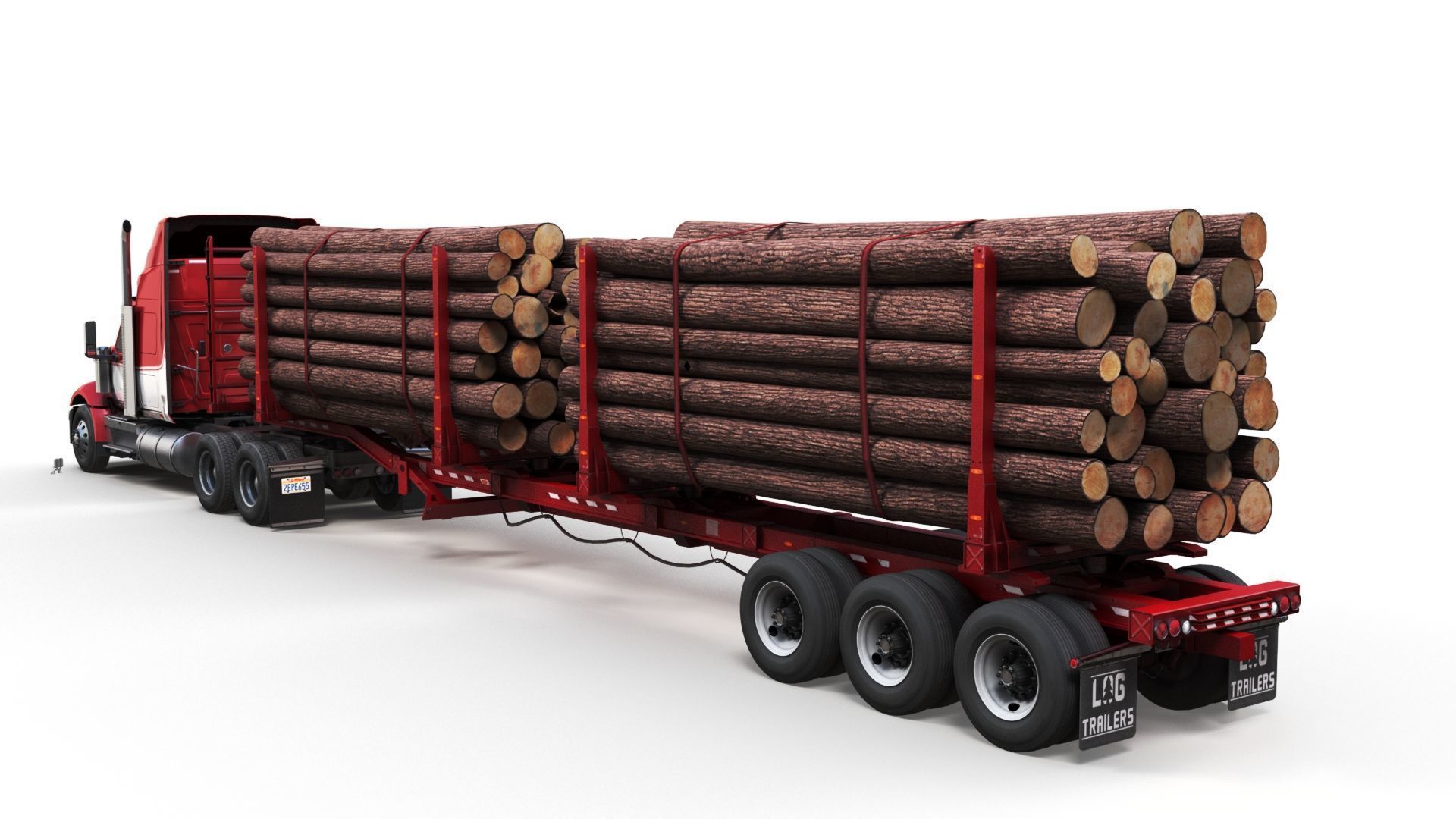 International LoneStar logger semitruck Low-poly 3D model_7