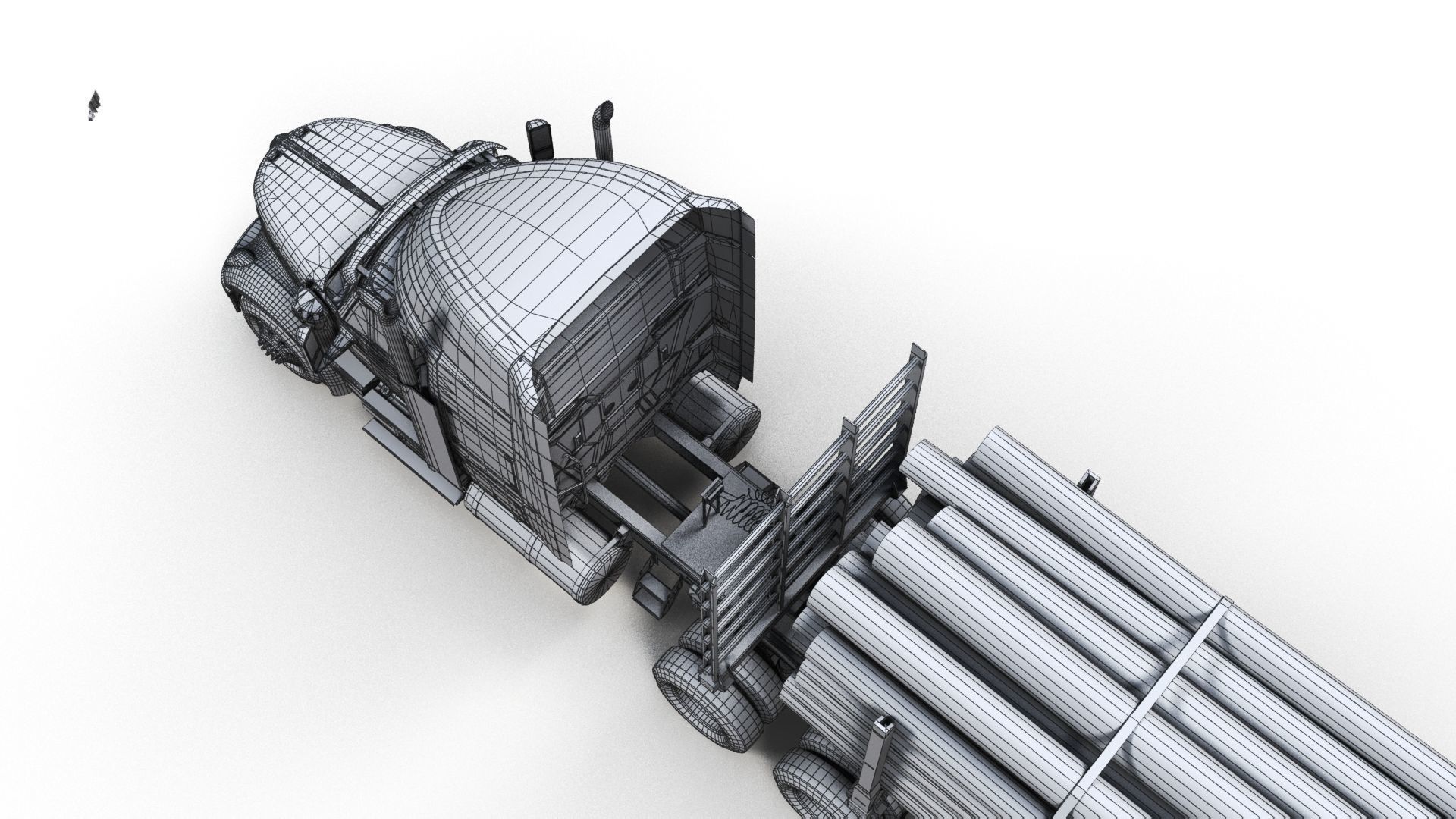 International LoneStar logger semitruck Low-poly 3D model_22