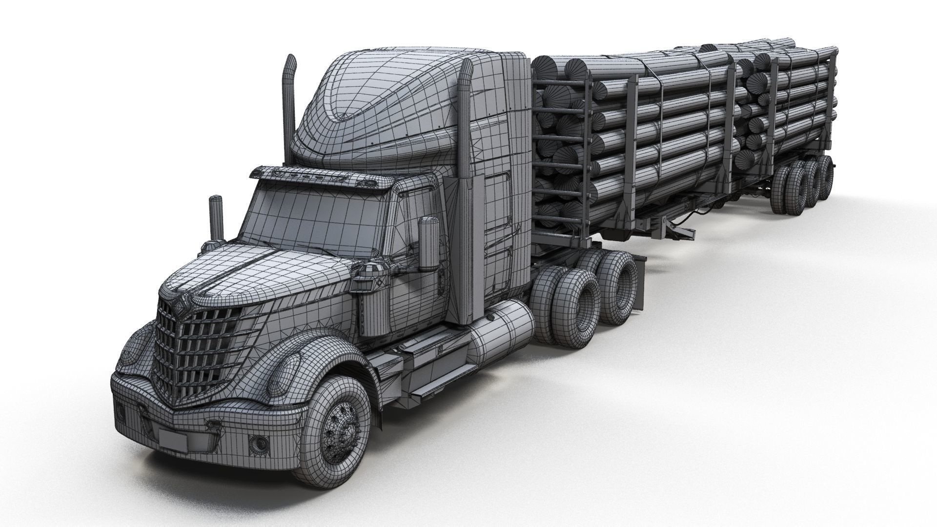 International LoneStar logger semitruck Low-poly 3D model_17