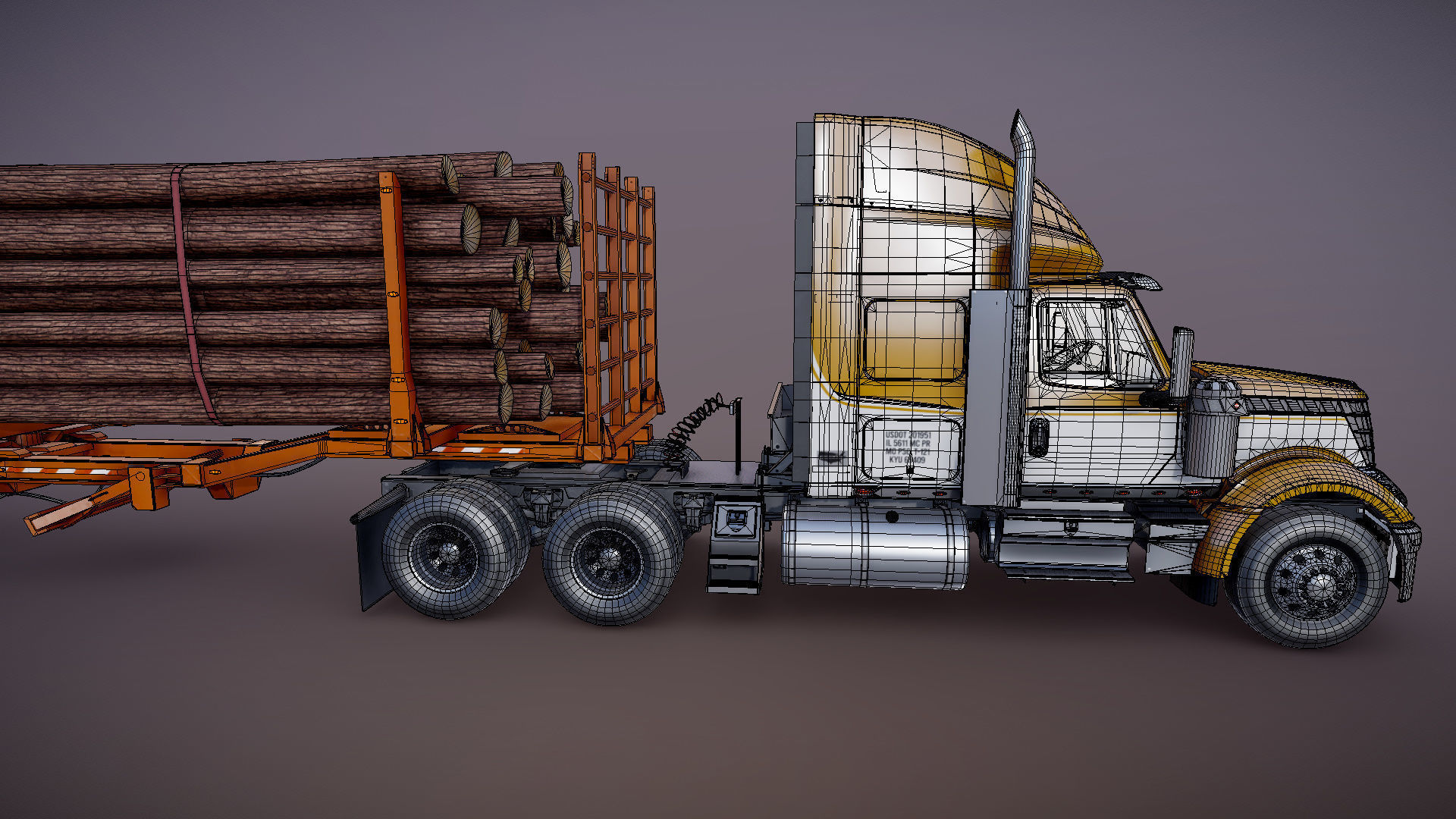 International LoneStar logger semitruck Low-poly 3D model_41