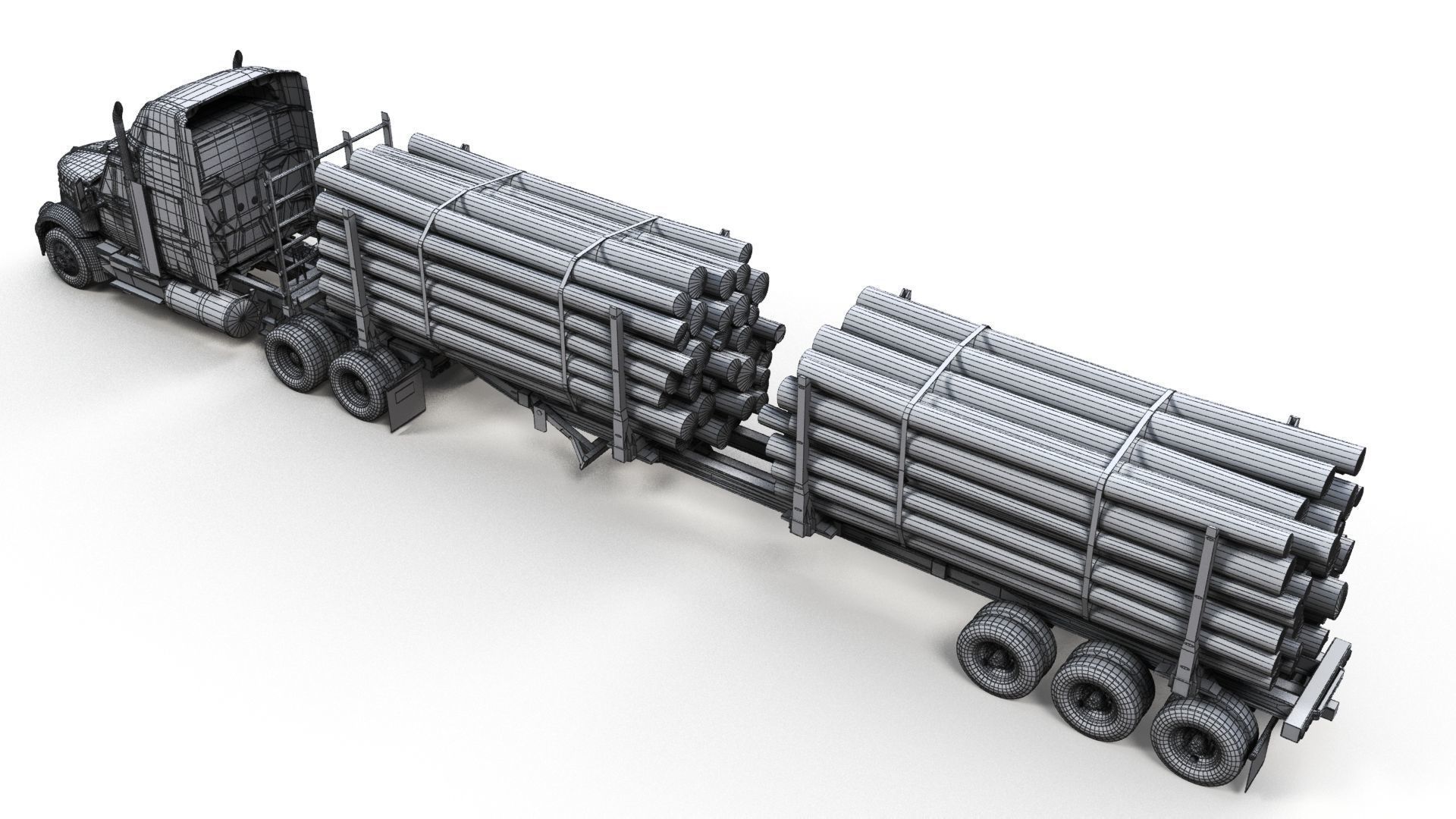International LoneStar logger semitruck Low-poly 3D model_18