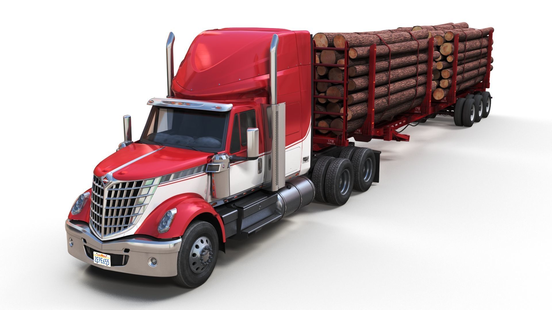 International LoneStar logger semitruck Low-poly 3D model_1