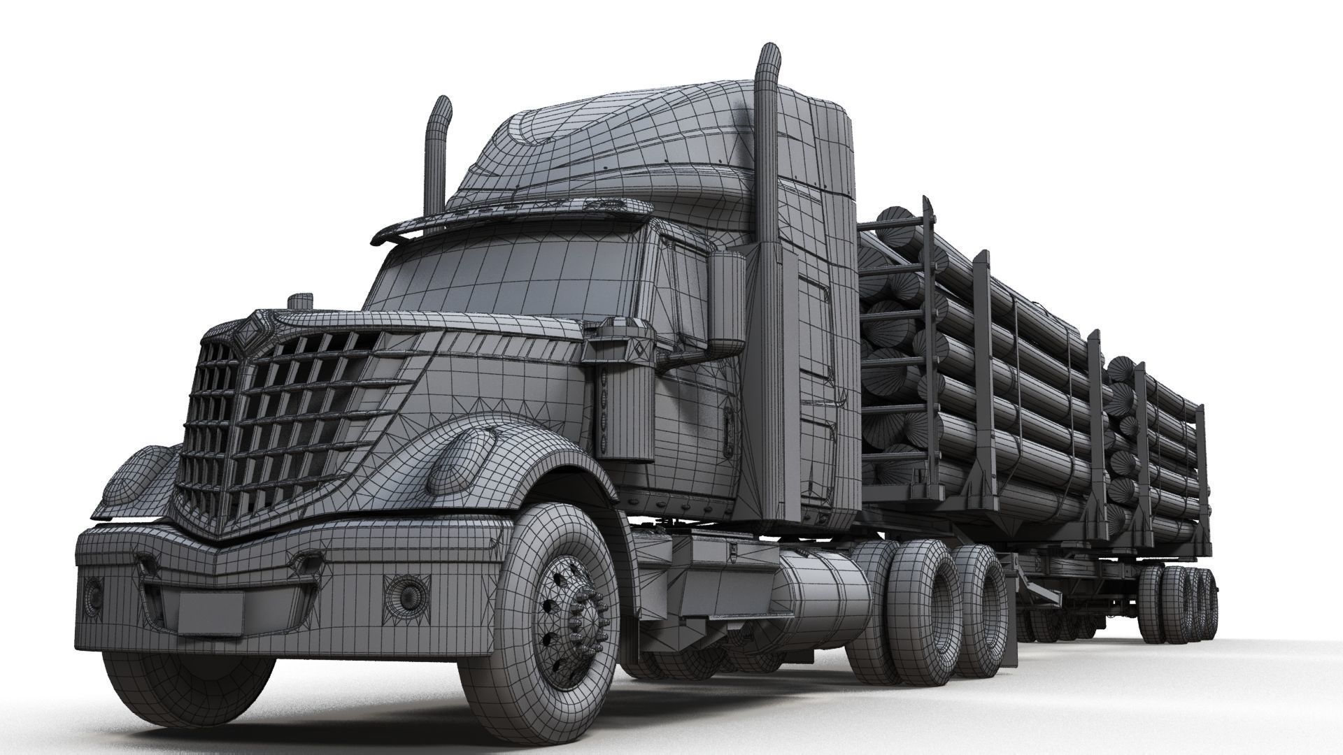 International LoneStar logger semitruck Low-poly 3D model_24