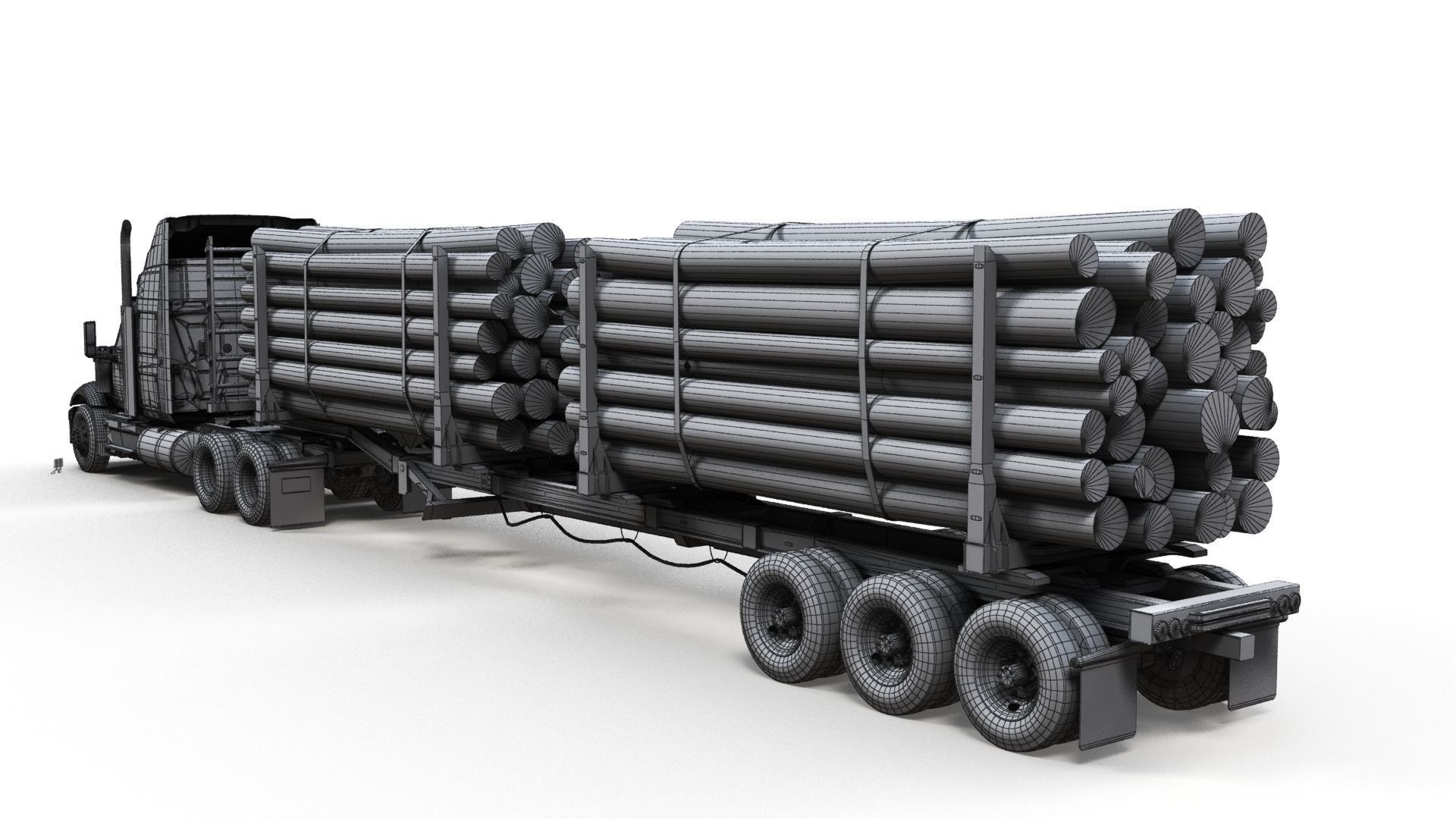 International LoneStar logger semitruck Low-poly 3D model_23