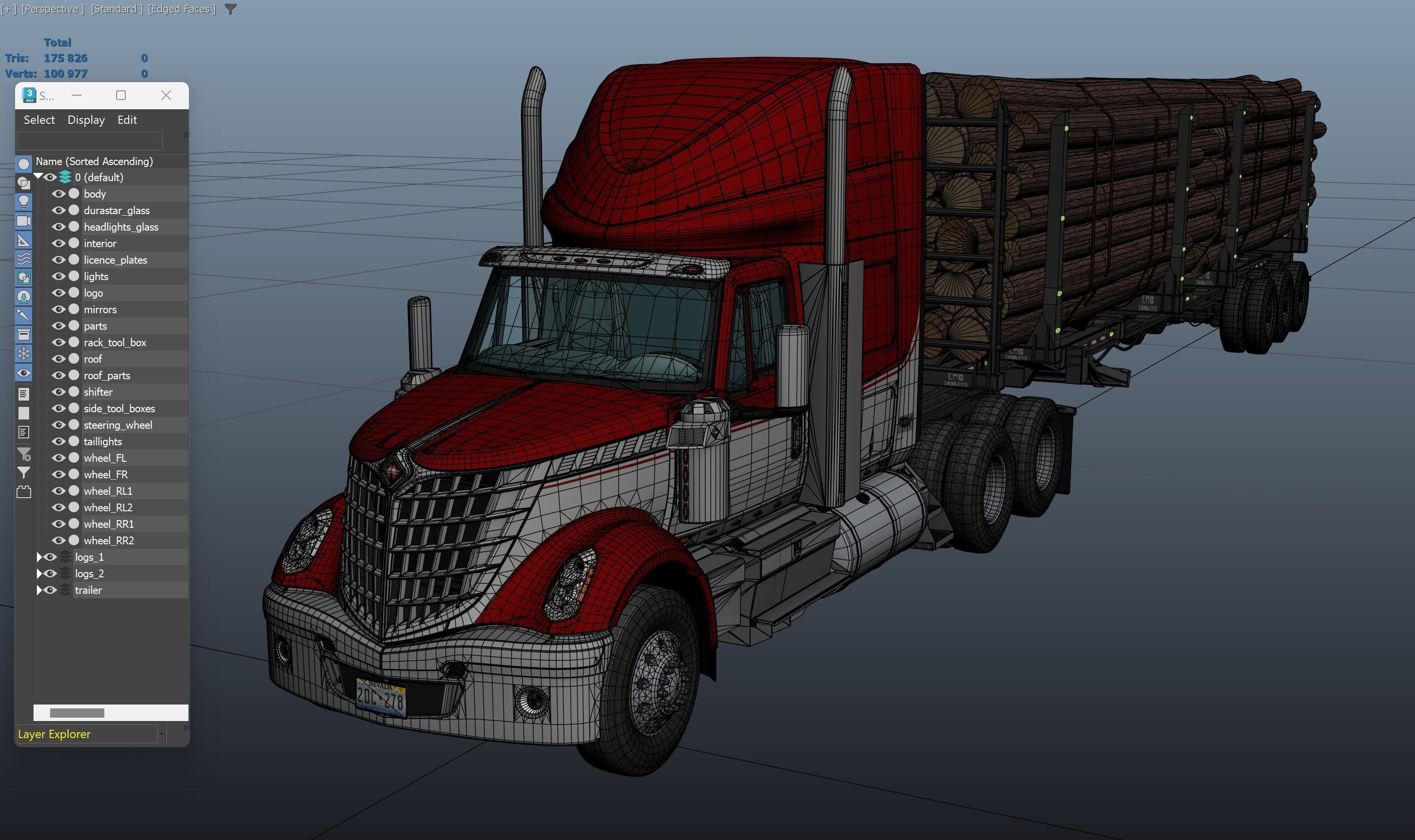 International LoneStar logger semitruck Low-poly 3D model_51