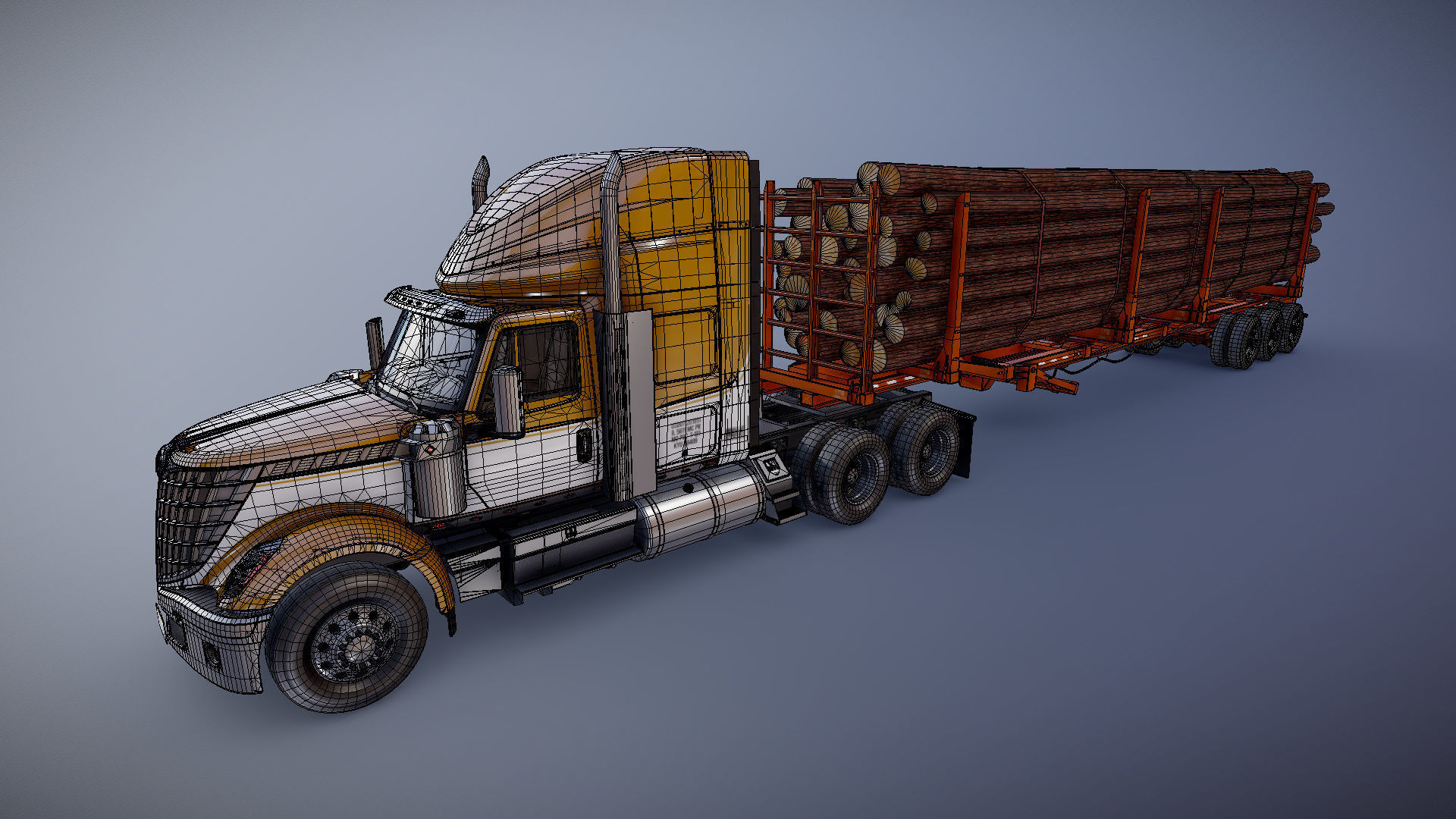 International LoneStar logger semitruck Low-poly 3D model_39