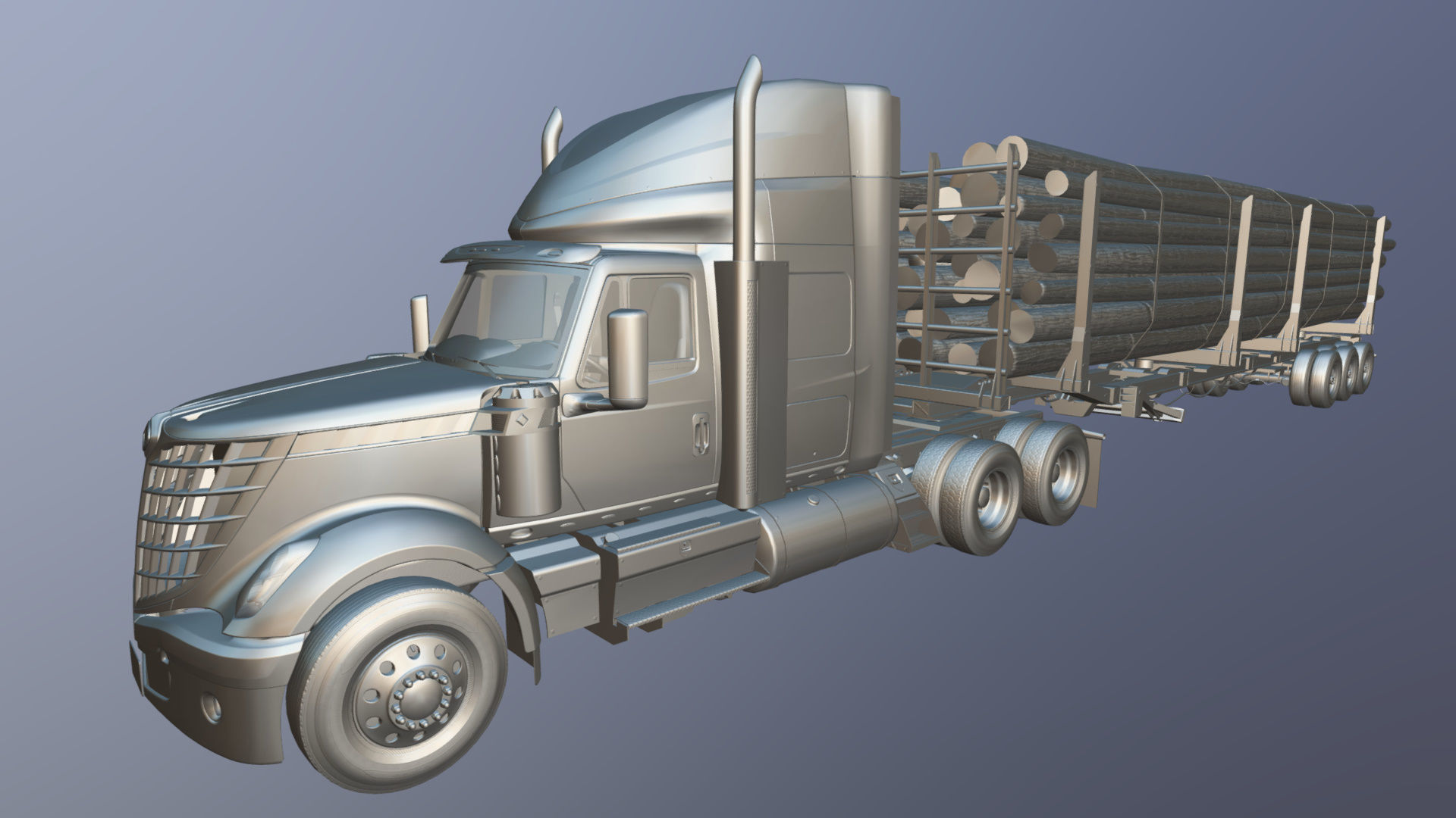 International LoneStar logger semitruck Low-poly 3D model_46