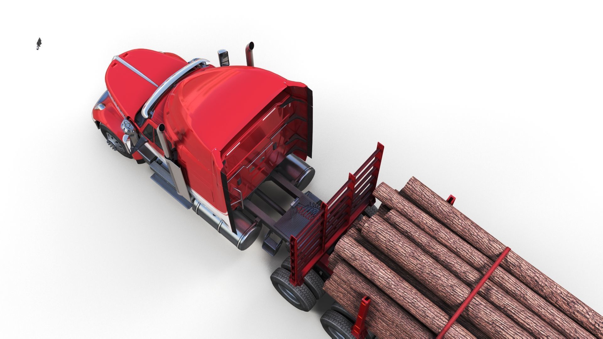 International LoneStar logger semitruck Low-poly 3D model_5