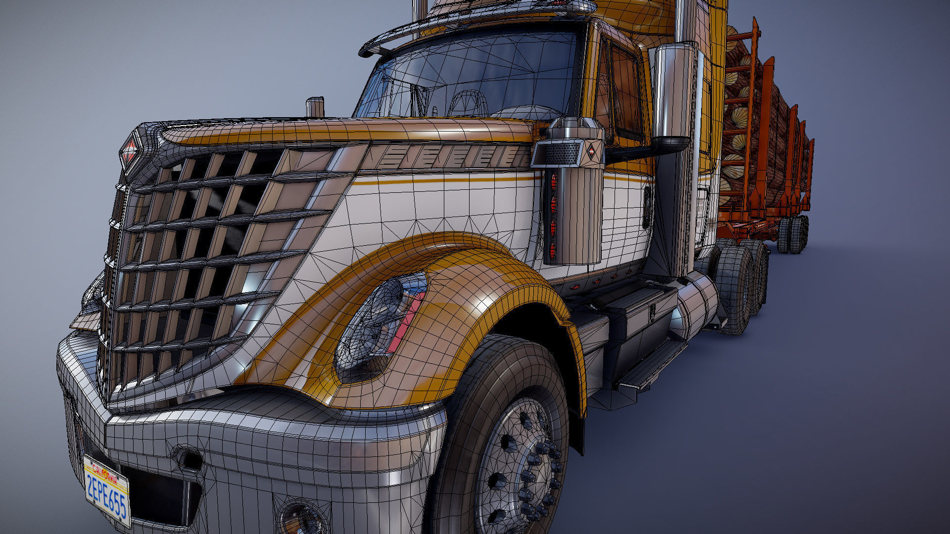 International LoneStar logger semitruck Low-poly 3D model_45