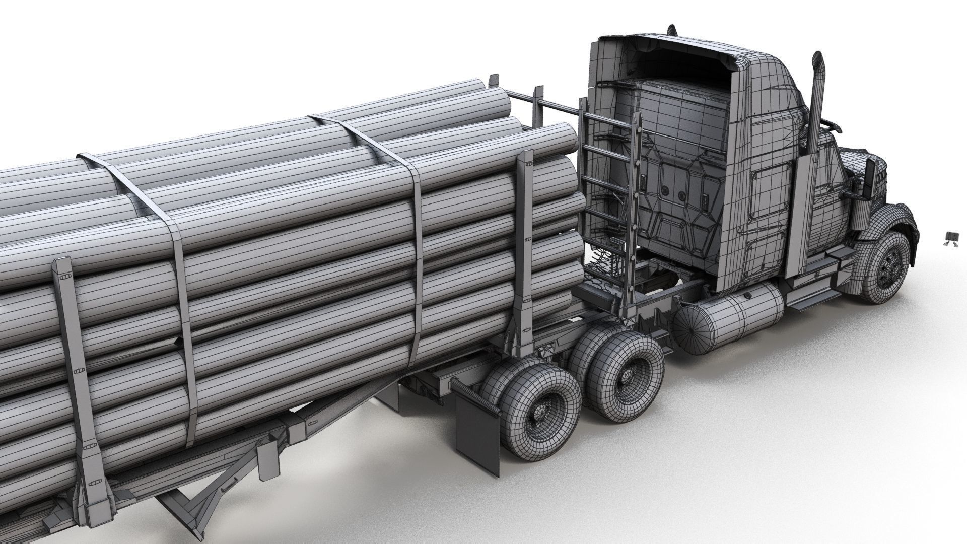 International LoneStar logger semitruck Low-poly 3D model_19
