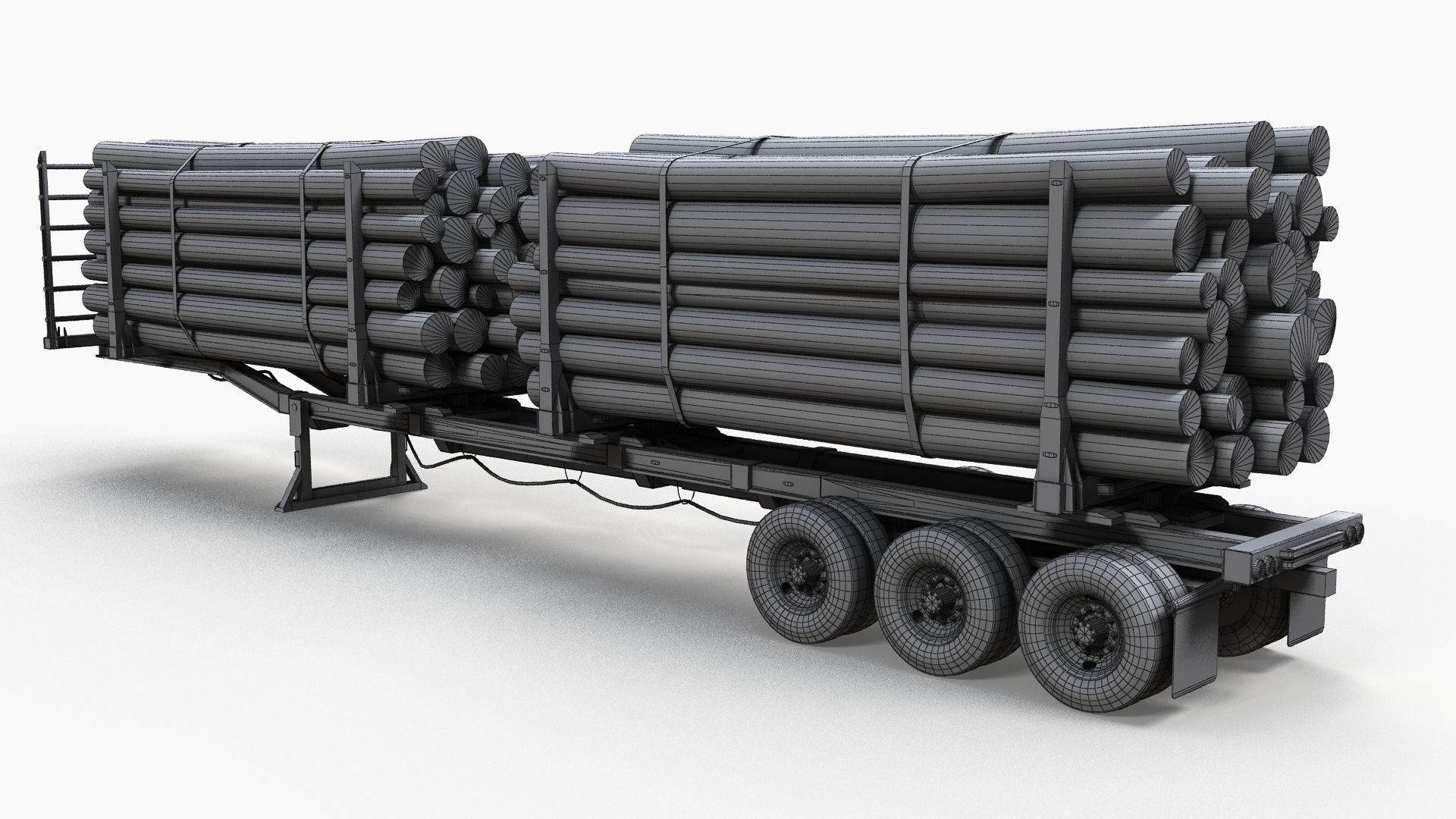 International LoneStar logger semitruck Low-poly 3D model_26