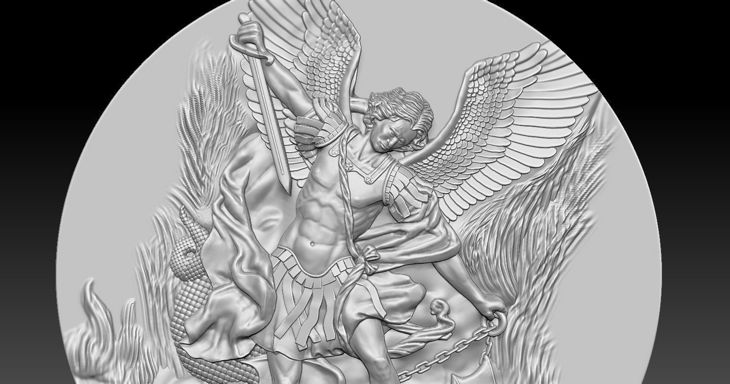 Archangel Michael Patron Saint Pendant 3D print model_6