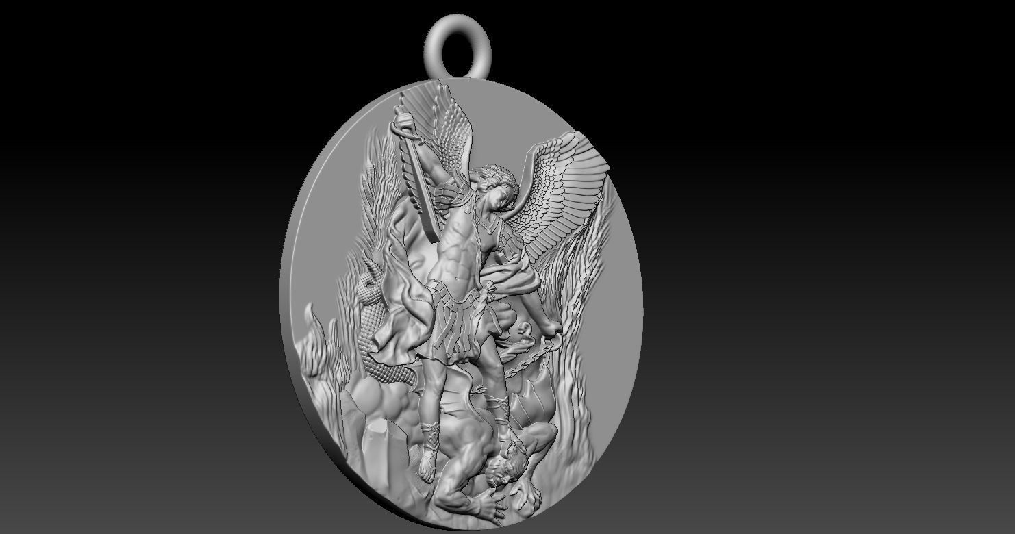 Archangel Michael Patron Saint Pendant 3D print model_11