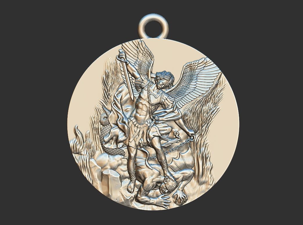 Archangel Michael Patron Saint Pendant 3D print model_10