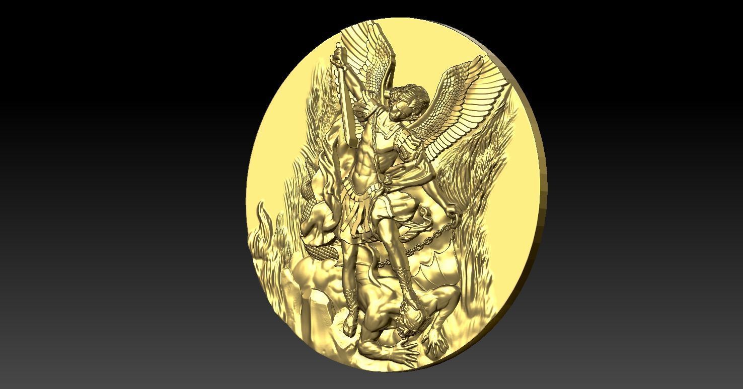 Archangel Michael Patron Saint Pendant 3D print model_24