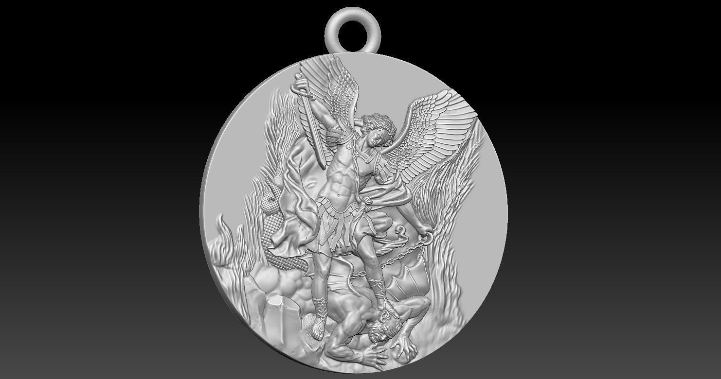 Archangel Michael Patron Saint Pendant 3D print model_17