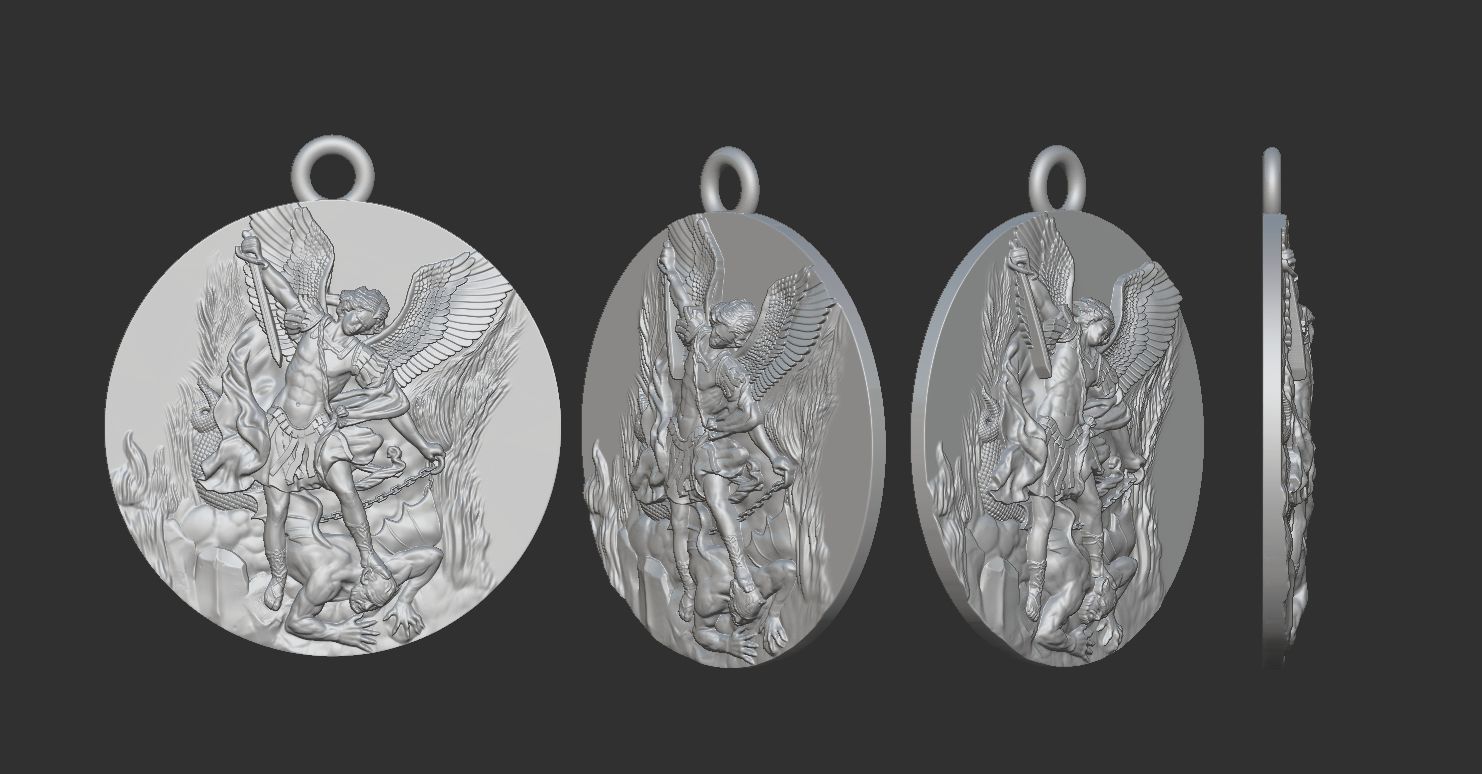 Archangel Michael Patron Saint Pendant 3D print model_4