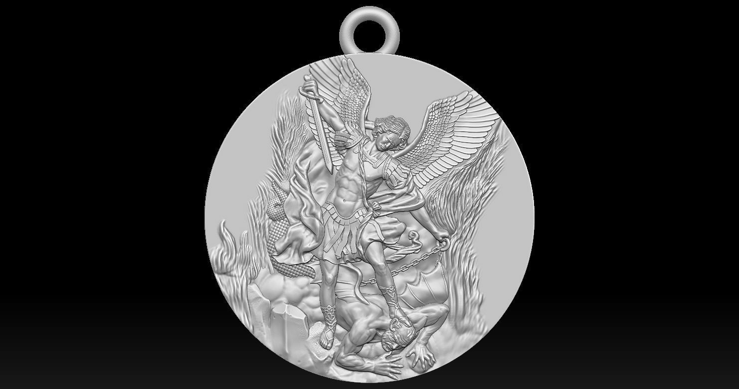 Archangel Michael Patron Saint Pendant 3D print model_16