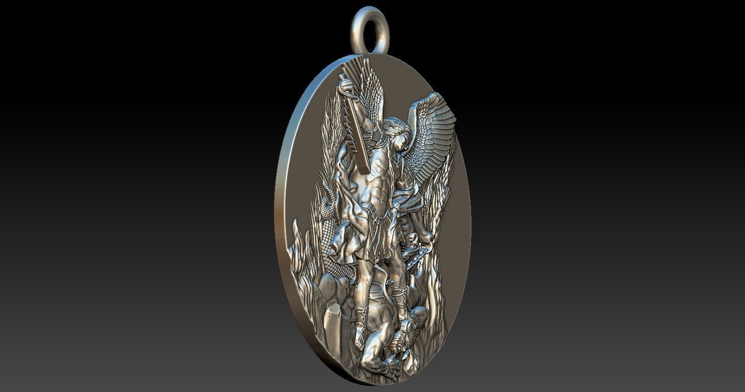 Archangel Michael Patron Saint Pendant 3D print model_12
