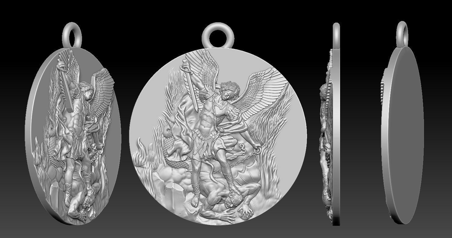 Archangel Michael Patron Saint Pendant 3D print model_2