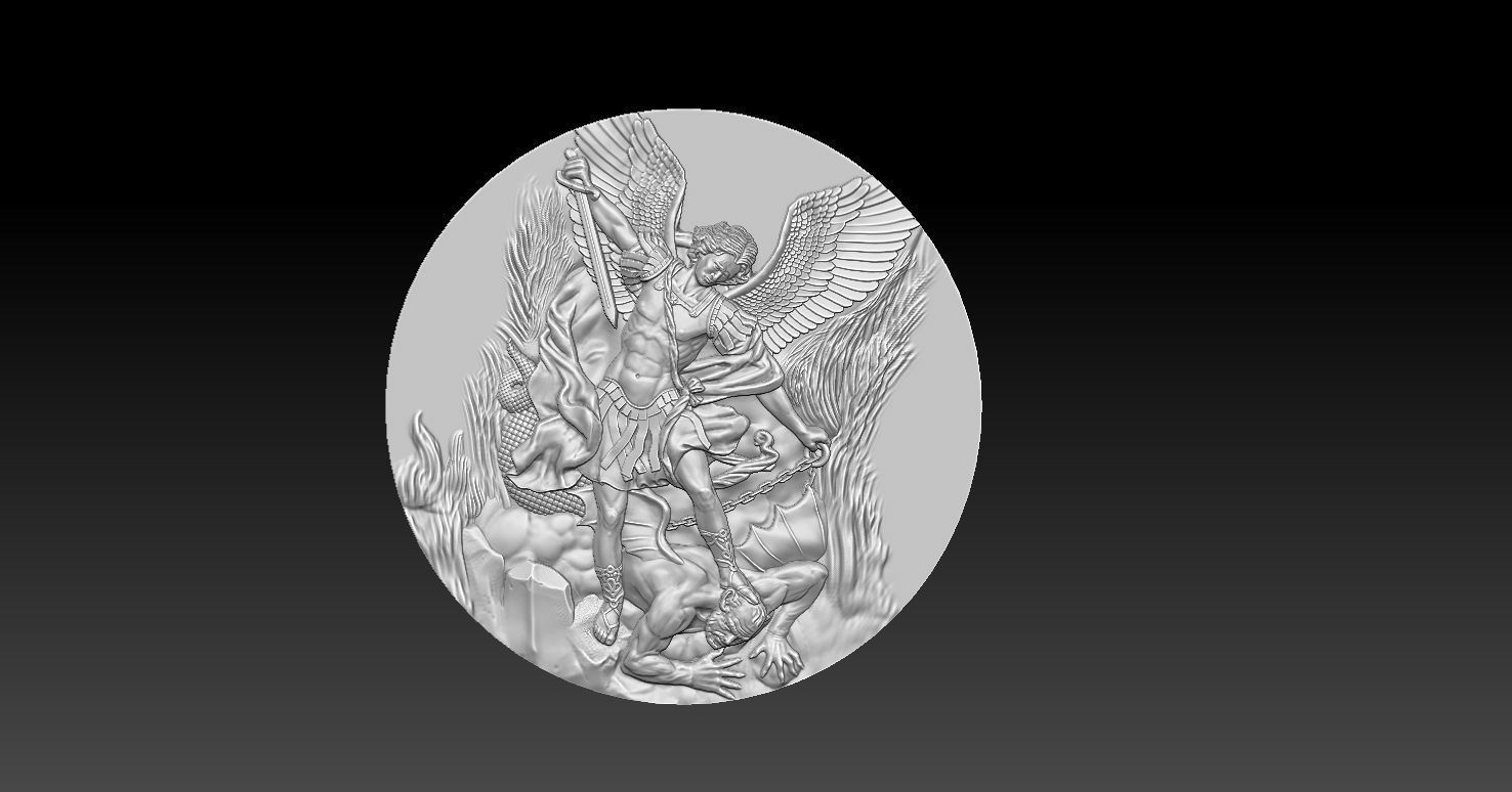 Archangel Michael Patron Saint Pendant 3D print model_14