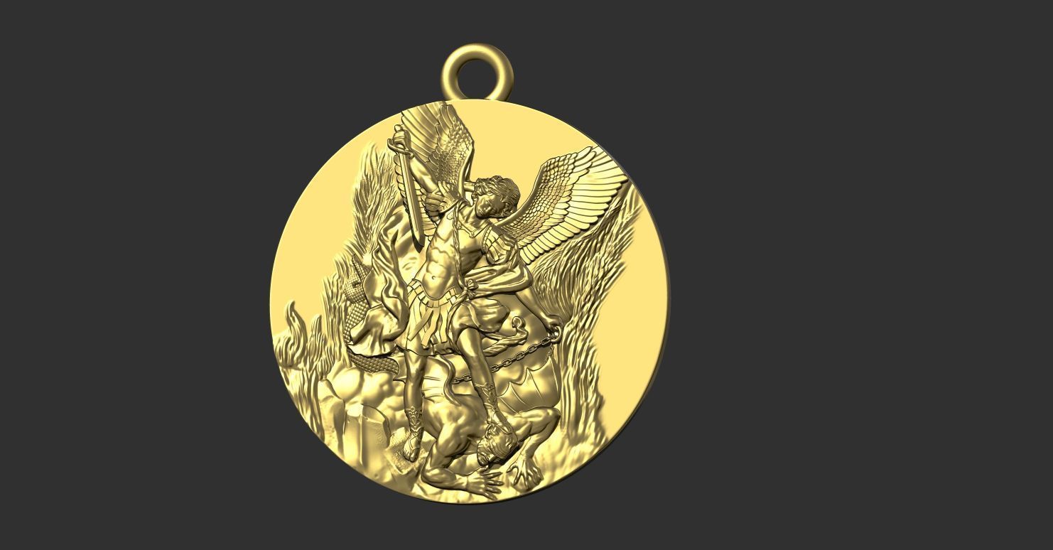 Archangel Michael Patron Saint Pendant 3D print model_8