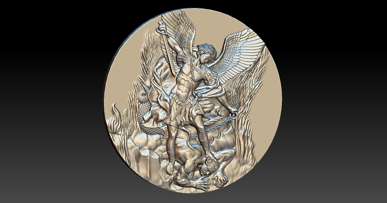 Archangel Michael Patron Saint Pendant 3D print model_1