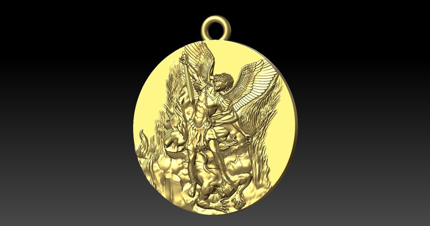Archangel Michael Patron Saint Pendant 3D print model_19