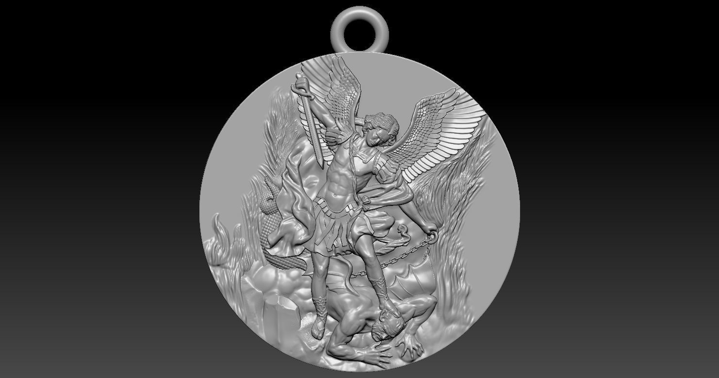 Archangel Michael Patron Saint Pendant 3D print model_18