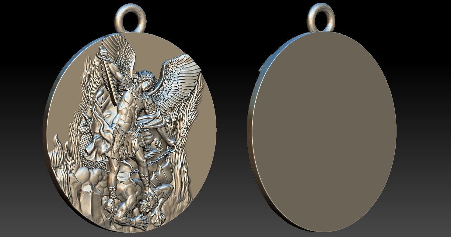 Archangel Michael Patron Saint Pendant 3D print model_15