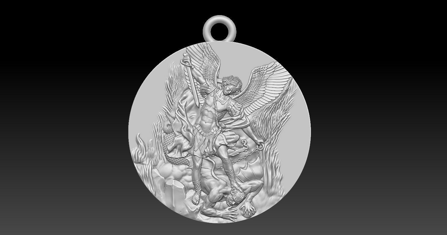 Archangel Michael Patron Saint Pendant 3D print model_9