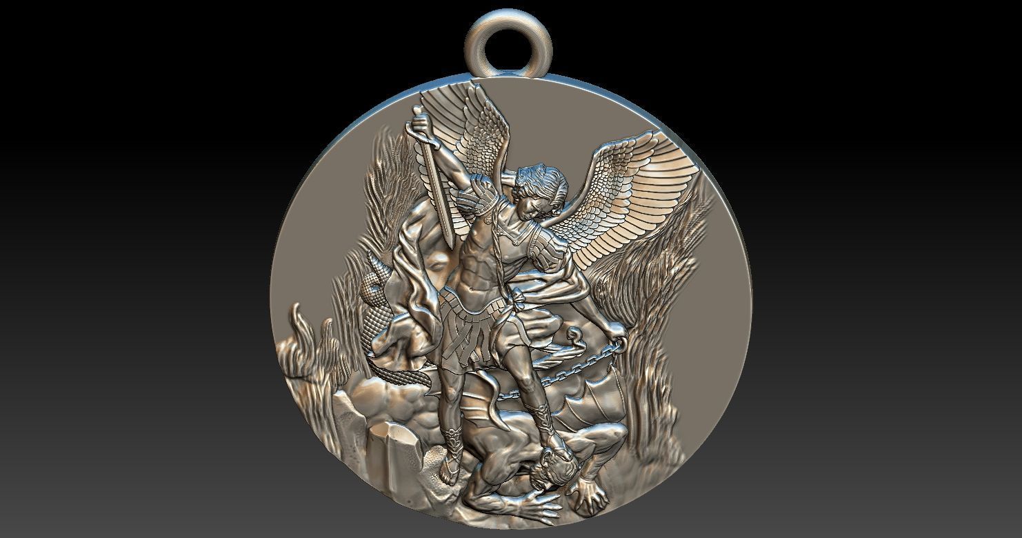 Archangel Michael Patron Saint Pendant 3D print model_21