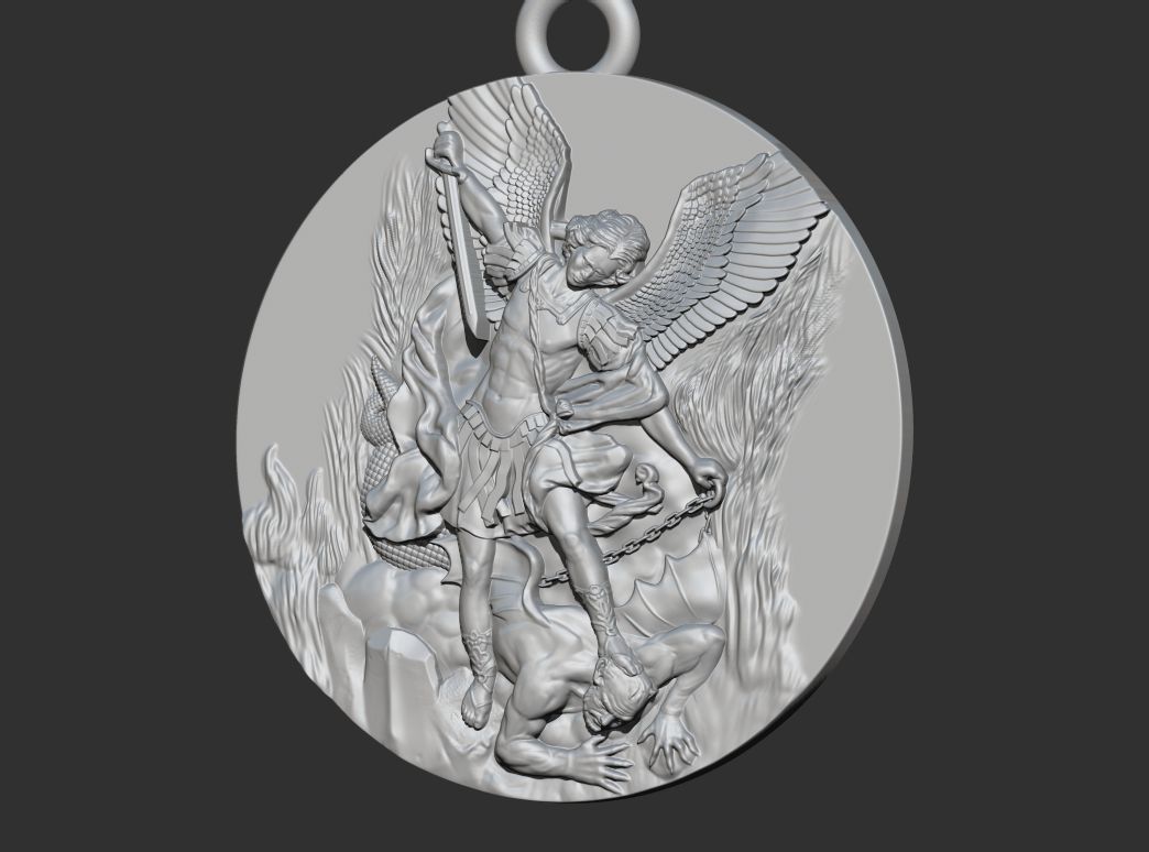 Archangel Michael Patron Saint Pendant 3D print model_22